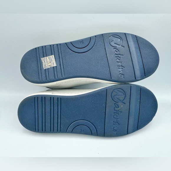 Naturino Sz 34 Hasselt 2 White and Blue Velcro Leather Sneaker NEVER WORN - Picture 7 of 8